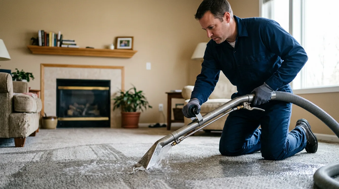Water damage restoration technician working near Reno, PA